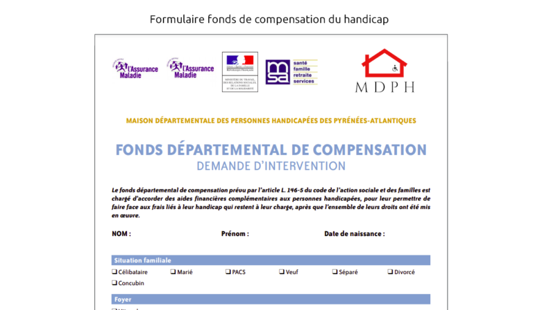 Formulaire Fonds De Compensation Du Handicap Demande D intervention
