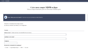 Créer Mon Compte MDPH - Enregistrement Espace Usager Web