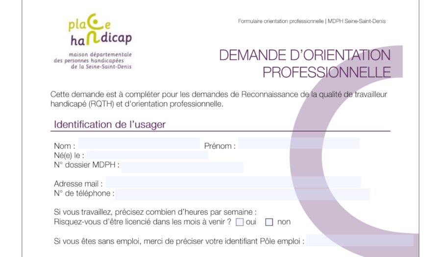 formulaire de demande d'orientation professionnelle MDPH