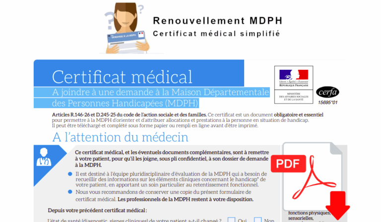 renouvellement mdph certificat médical simplifié