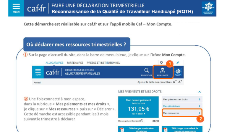 déclarer rqth à la caf